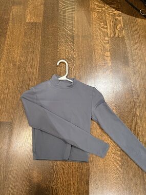 Babaton Slate Gray Mock-Neck Crop Long Sleeve